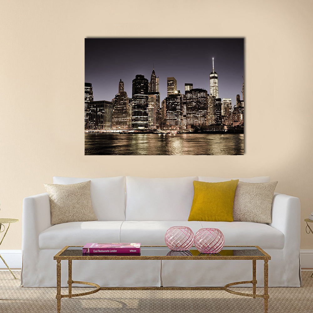 New York City Manhattan downtown skyline multi panel canvas wall art