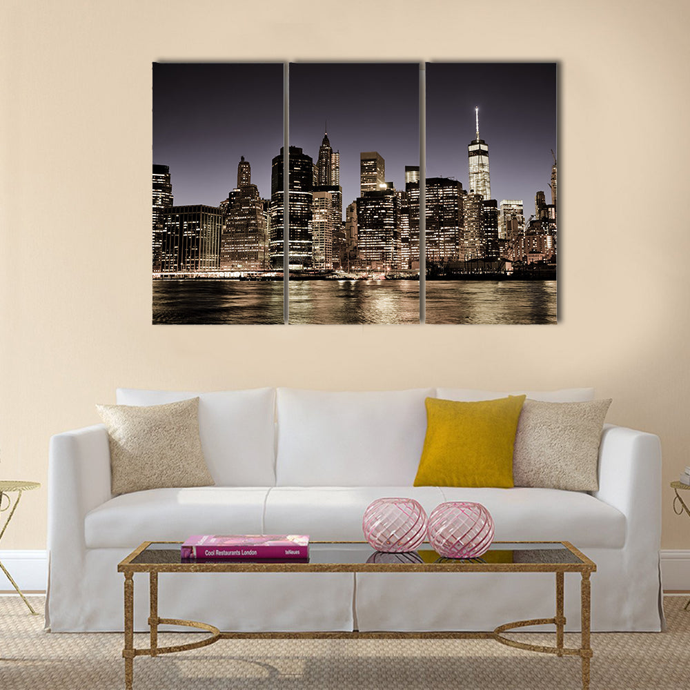 New York City Manhattan downtown skyline multi panel canvas wall art