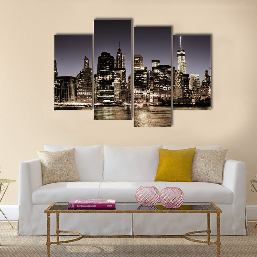 New York City Manhattan downtown skyline multi panel canvas wall art