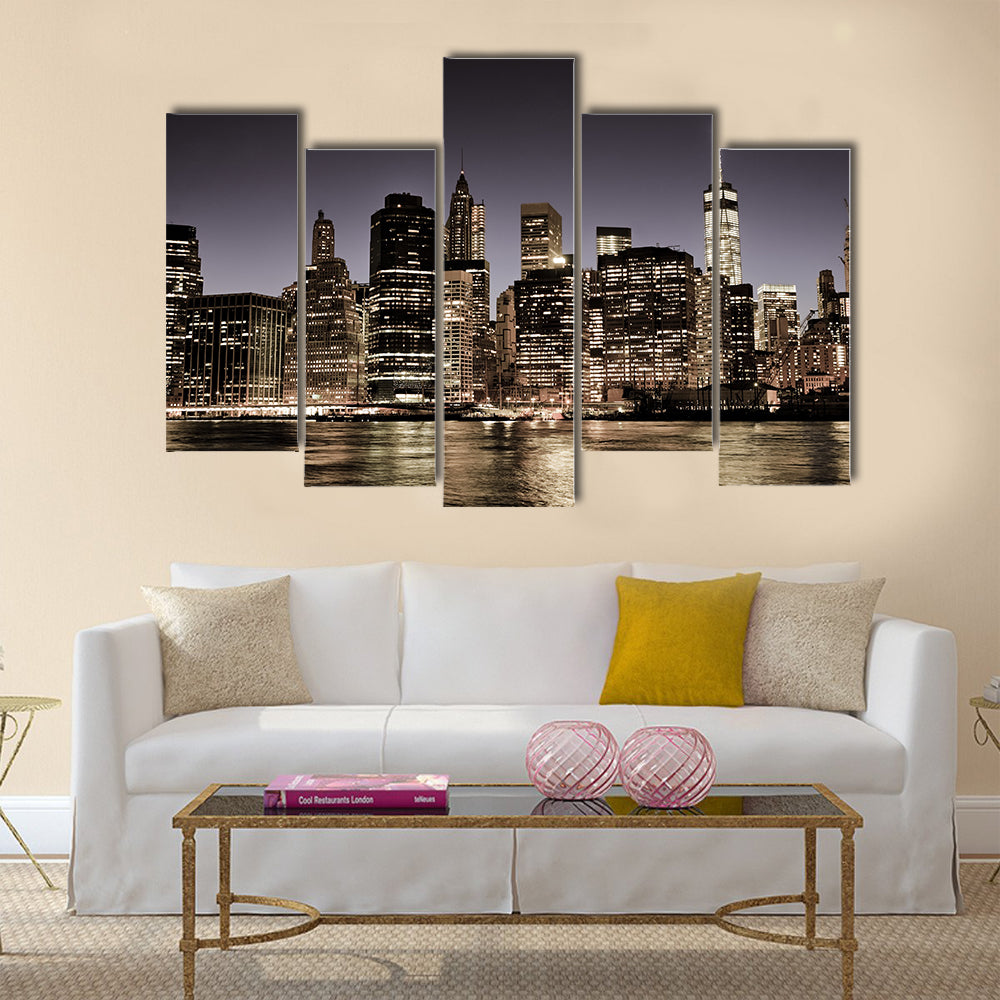 New York City Manhattan downtown skyline multi panel canvas wall art