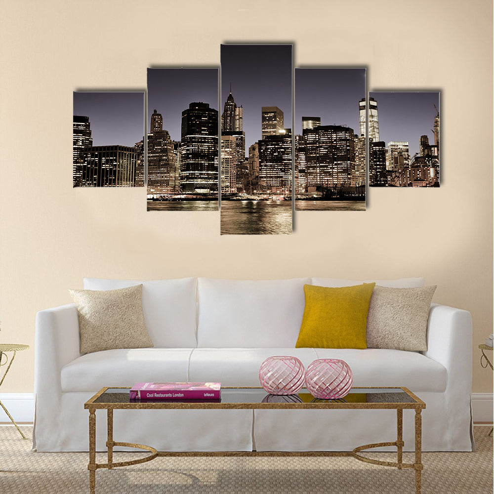 New York City Manhattan downtown skyline multi panel canvas wall art
