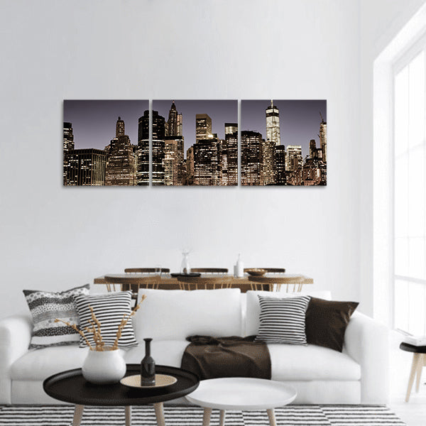 New York City night view panoramic canvas wall art