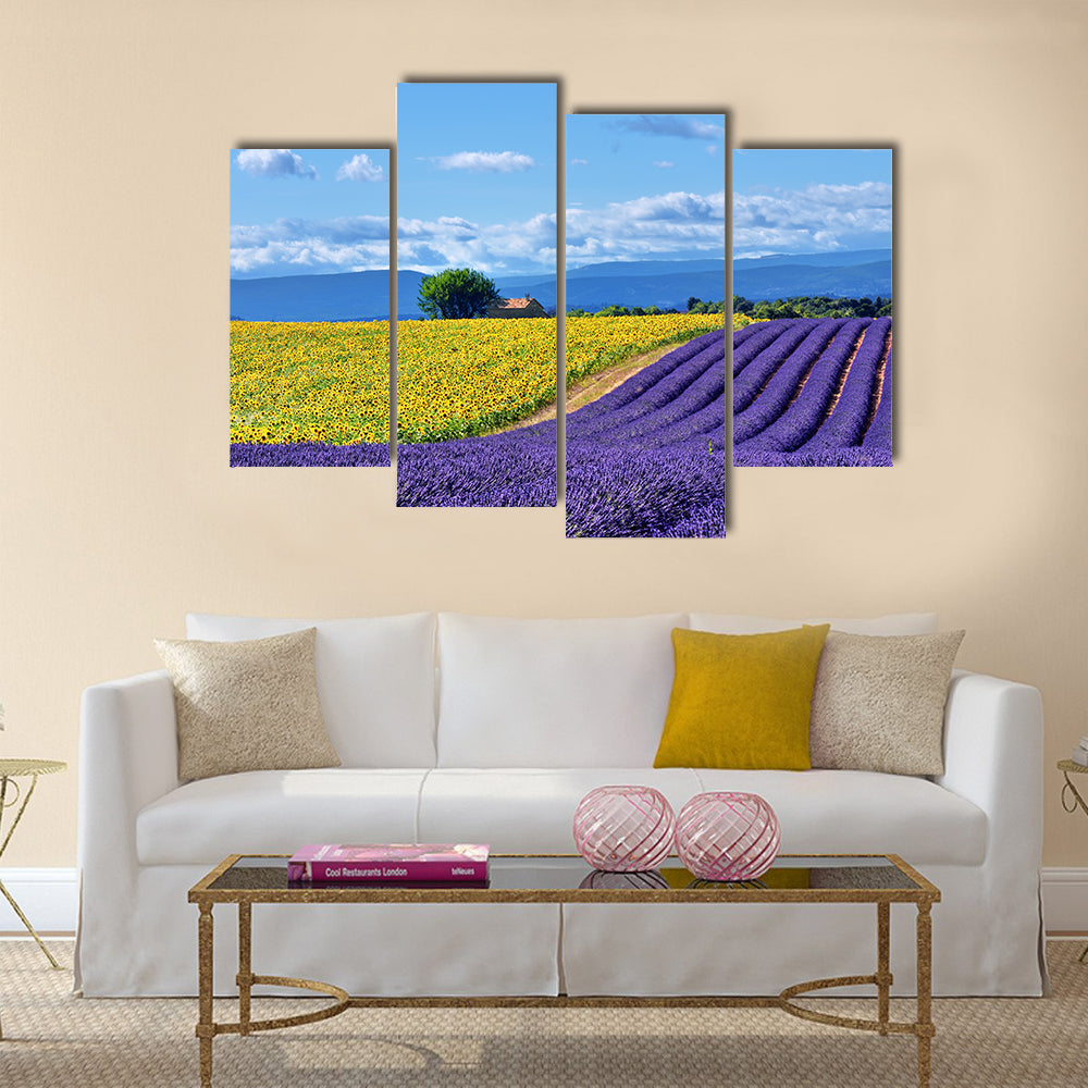 Stunning rural landscape with lavender field multi panel canvas wall art