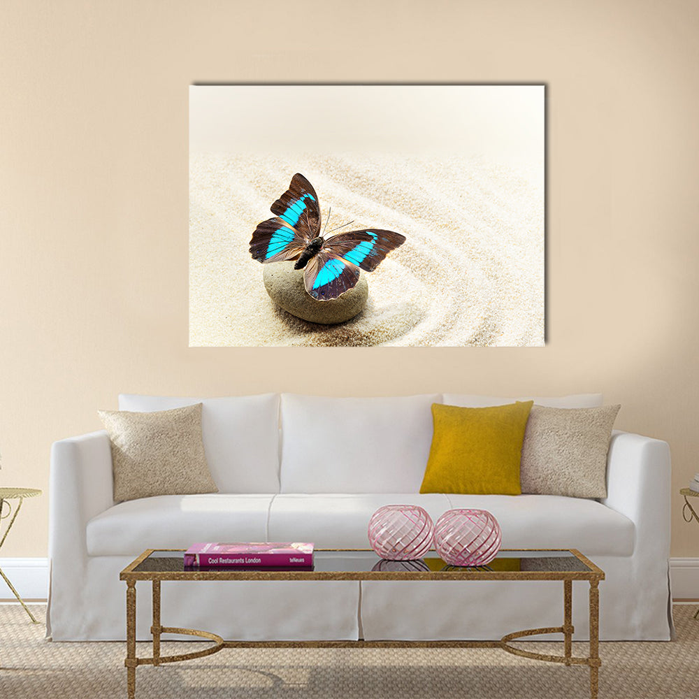 Butterfly Prepona Laerte on the sand Multi Panel Canvas Wall Art