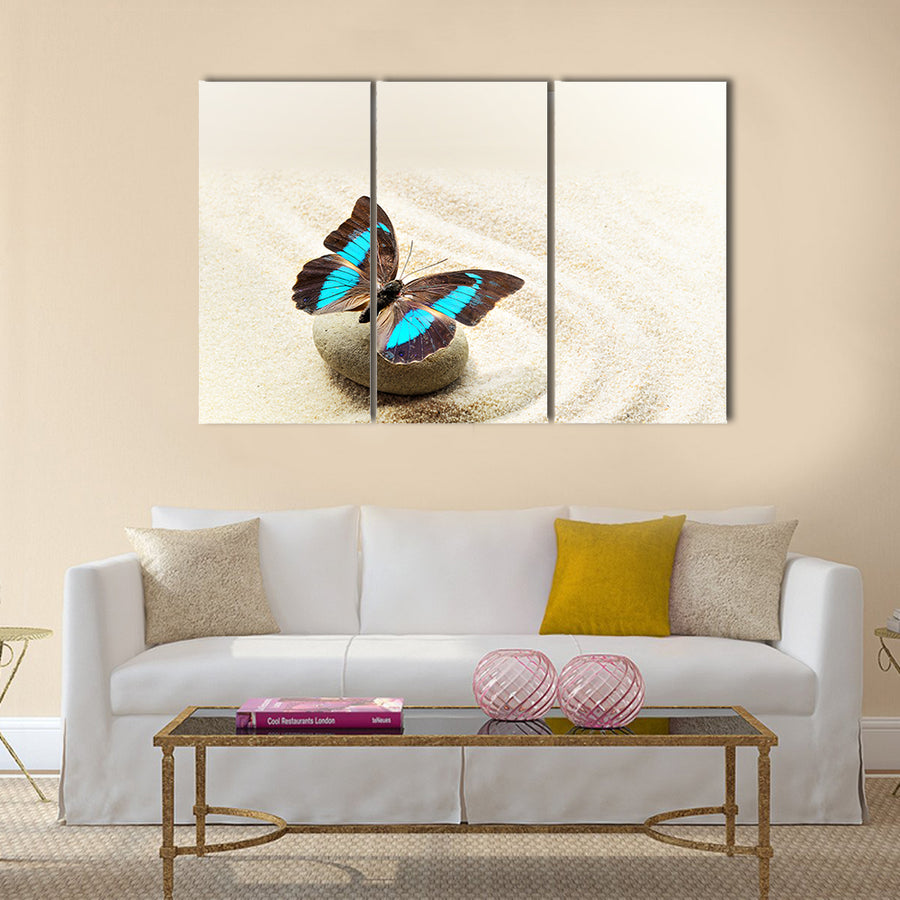 Butterfly Prepona Laerte on the sand Multi Panel Canvas Wall Art