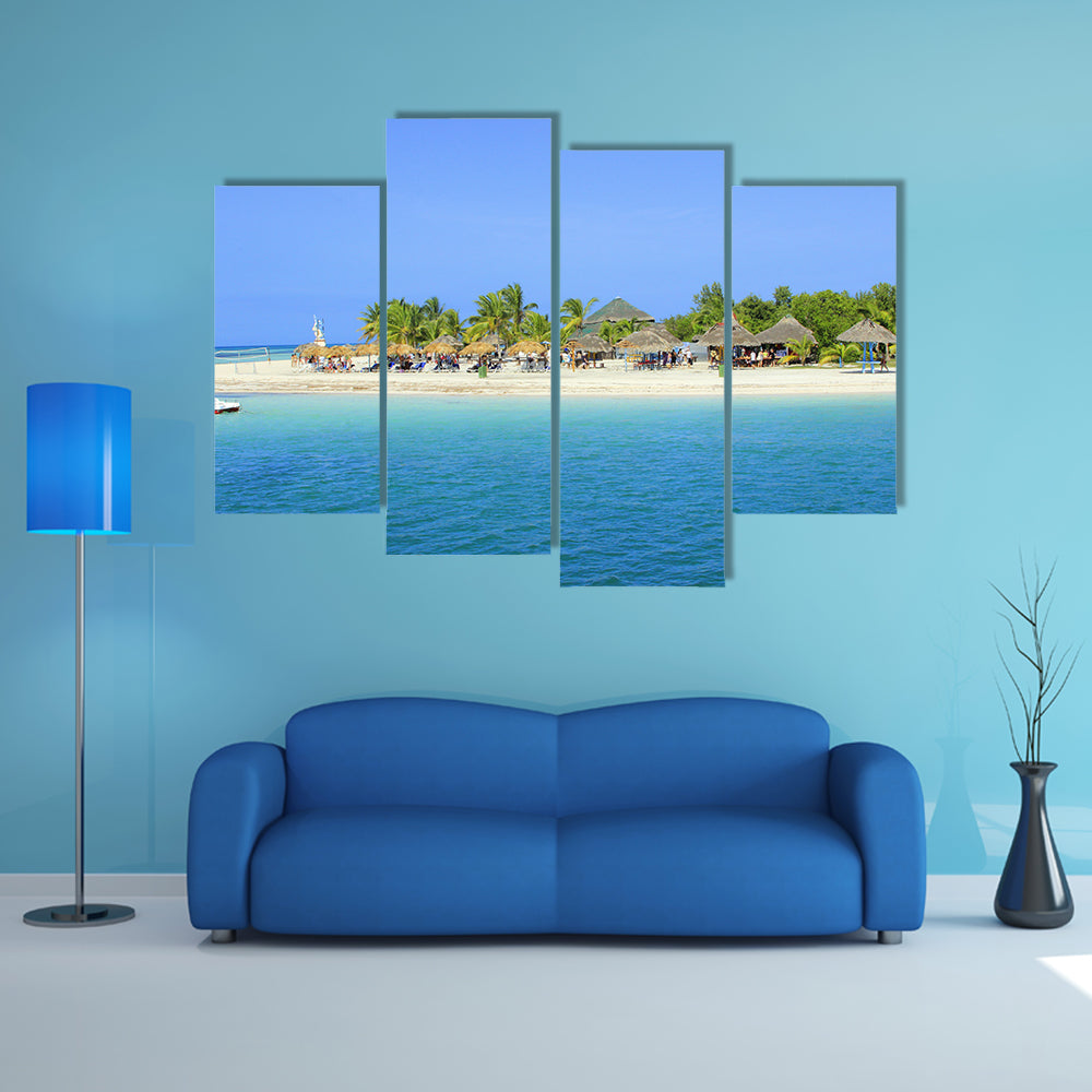 Amazing Exotic Iceland with beautiful tall palm trees white sandy beaches and azure Multi panel canvas wall art