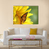 Monarch on a Sunflower Multi Panel Canvas Wall Art