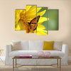 Monarch on a Sunflower Multi Panel Canvas Wall Art