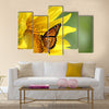 Monarch on a Sunflower Multi Panel Canvas Wall Art