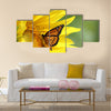 Monarch on a Sunflower Multi Panel Canvas Wall Art