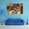 Aromatic spices in metal and ceramic bowls Multi panel canvas wall art