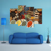 Aromatic spices in metal and ceramic bowls Multi panel canvas wall art