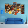 Aromatic spices in metal and ceramic bowls Multi panel canvas wall art