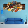 Aromatic spices in metal and ceramic bowls Multi panel canvas wall art