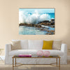 Big waves breaking on the shore with sea foam Multi Panel Canvas Wall Art