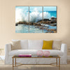 Big waves breaking on the shore with sea foam Multi Panel Canvas Wall Art