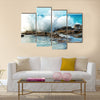 Big waves breaking on the shore with sea foam Multi Panel Canvas Wall Art