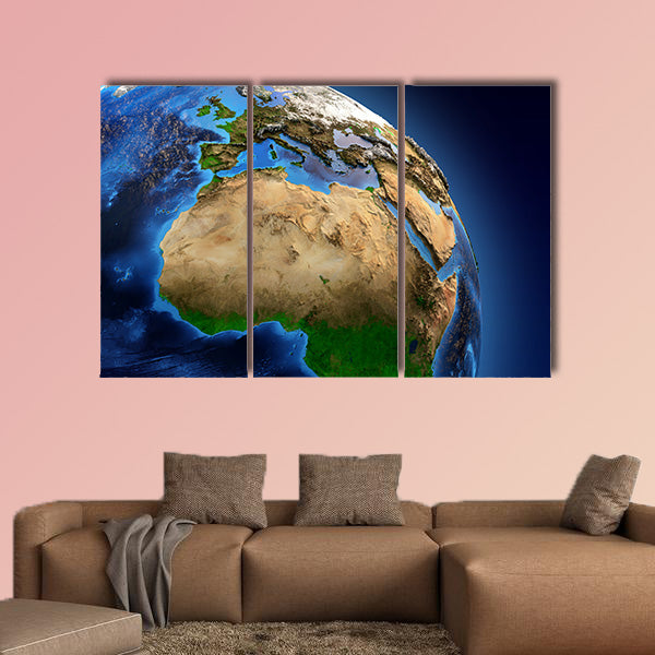 Detailed picture of the Earth and its landforms, multi panel canvas wall art