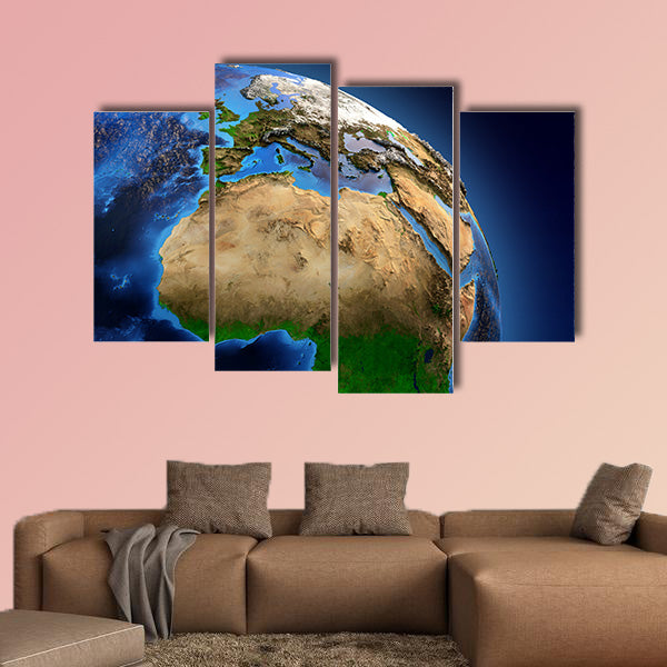 Detailed picture of the Earth and its landforms, multi panel canvas wall art