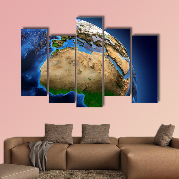 Detailed picture of the Earth and its landforms, multi panel canvas wall art