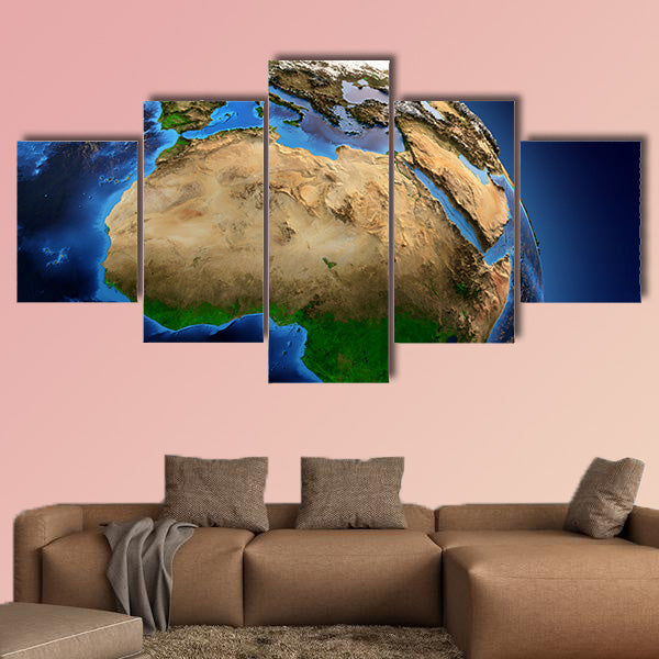 Detailed picture of the Earth and its landforms, multi panel canvas wall art