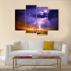 lightning and storm on sea to the sunset Multi Panel Canvas Wall Art