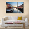 Ships in Nyhavn at sunset, Copenhagen, Denmark Multi Panel Canvas Wall Art