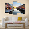 Ships in Nyhavn at sunset, Copenhagen, Denmark Multi Panel Canvas Wall Art