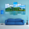 Beautiful lake with a castle on the hill, Lake Bled, Slovenia multi panel canvas wall art