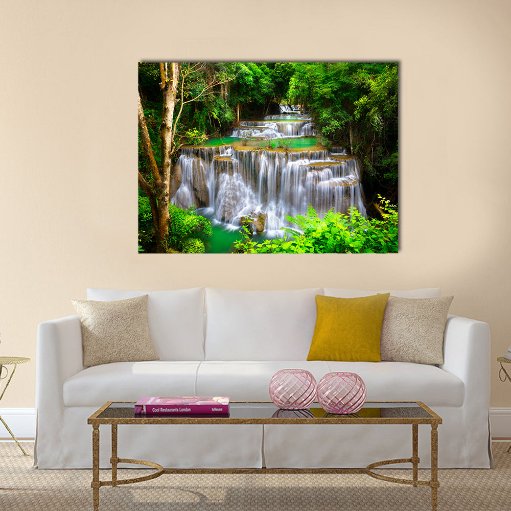 Huay Mae Kamin Thailand waterfall in Kanjanaburi Multi Panel Canvas Wall Art