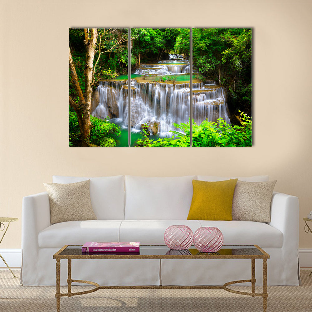 Huay Mae Kamin Thailand waterfall in Kanjanaburi Multi Panel Canvas Wall Art