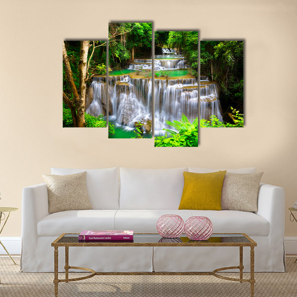 Huay Mae Kamin Thailand waterfall in Kanjanaburi Multi Panel Canvas Wall Art