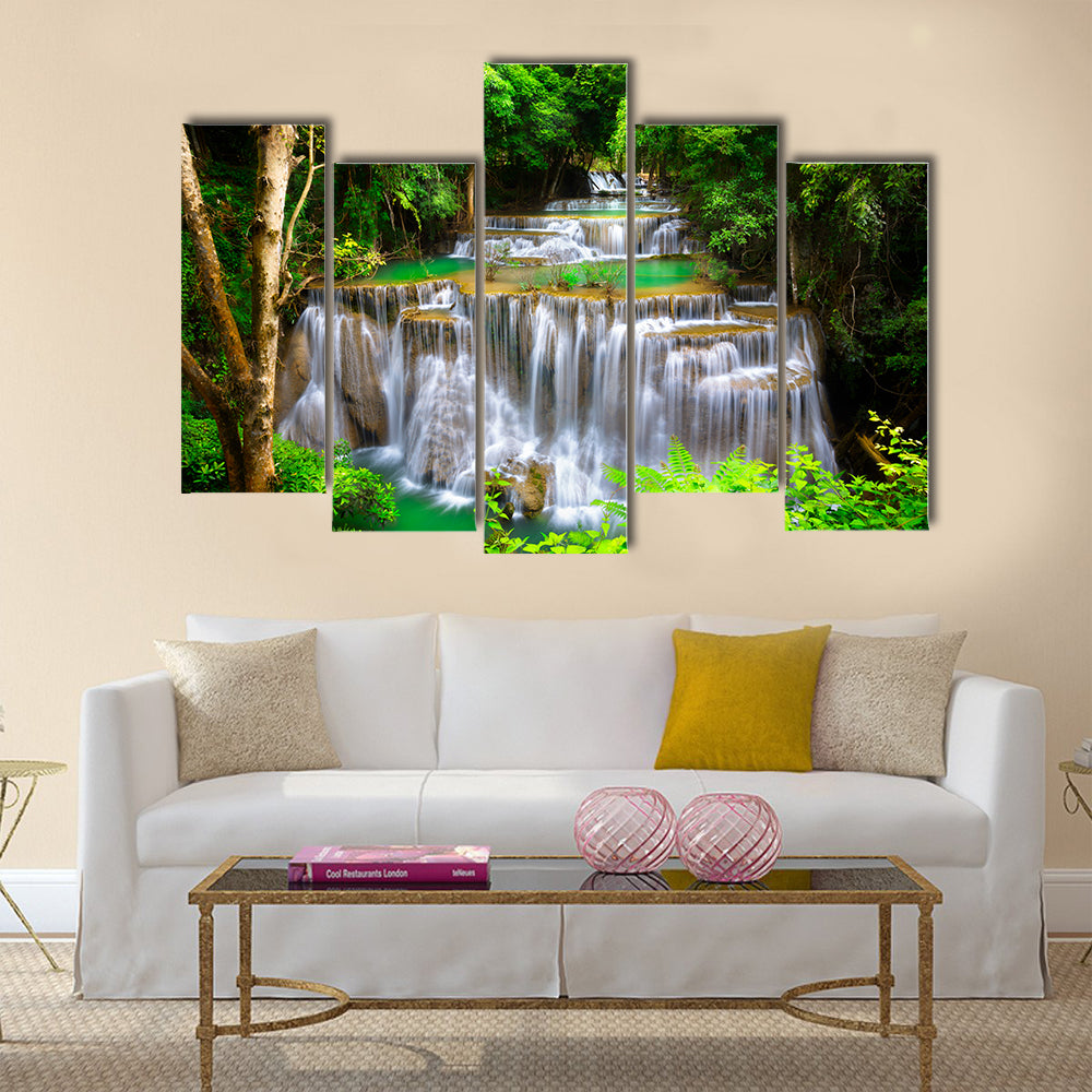 Huay Mae Kamin Thailand waterfall in Kanjanaburi Multi Panel Canvas Wall Art