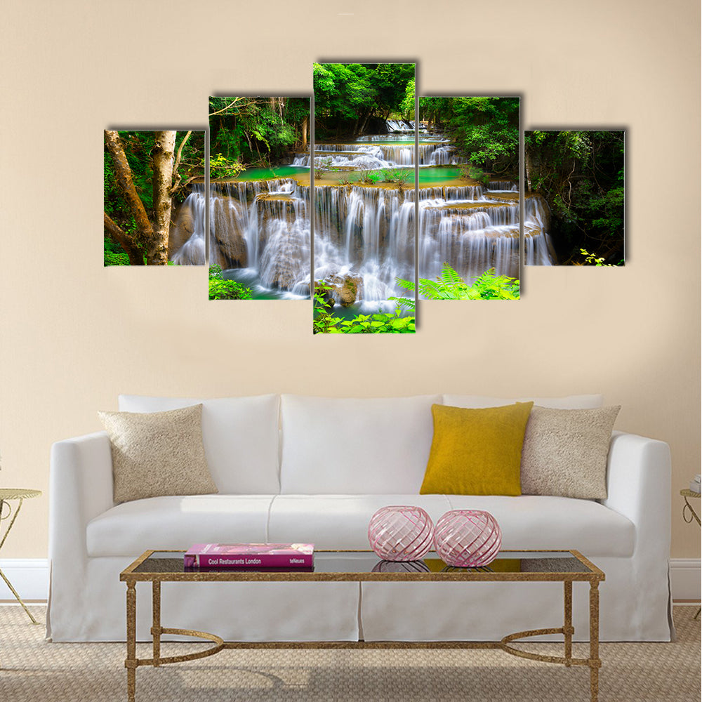 Huay Mae Kamin Thailand waterfall in Kanjanaburi Multi Panel Canvas Wall Art