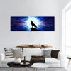 Wolf howling at the moon Panoramic Canvas Wall Art