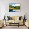 summer clouds reflecting on the forest pond Multi panel canvas wall art