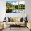 summer clouds reflecting on the forest pond Multi panel canvas wall art