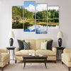 summer clouds reflecting on the forest pond Multi panel canvas wall art