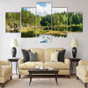 summer clouds reflecting on the forest pond Multi panel canvas wall art