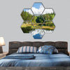 forest pond in Nuuksio National Park in Southern Finland hexagonal canvas wall art