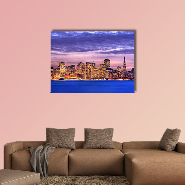 An image of San Francisco taken from the Treasure Island multi panel canvas wall art