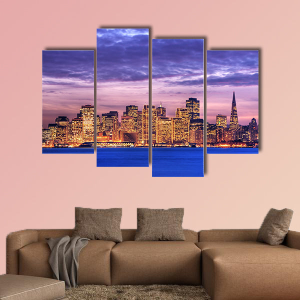 An image of San Francisco taken from the Treasure Island multi panel canvas wall art