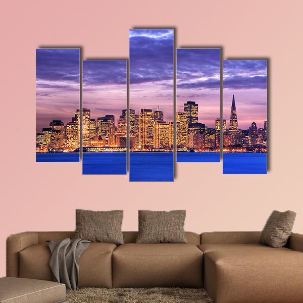 An image of San Francisco taken from the Treasure Island multi panel canvas wall art