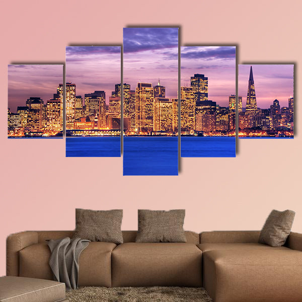 An image of San Francisco taken from the Treasure Island multi panel canvas wall art