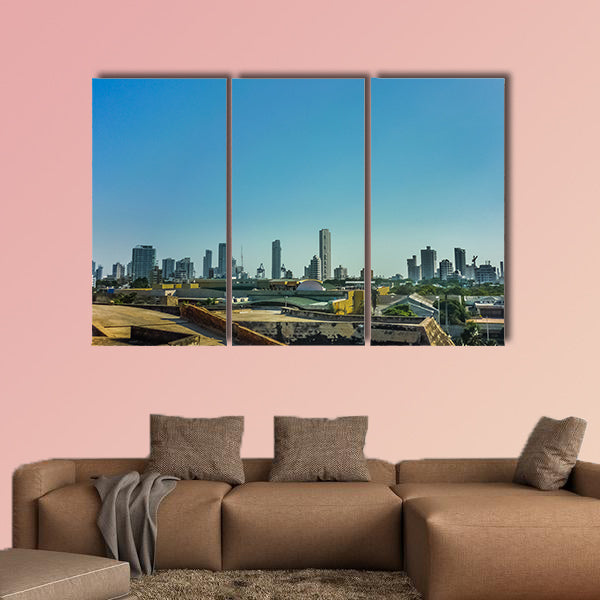 Aerial view from san Felipe de Barajas fortress of Colombia multi panel canvas wall art