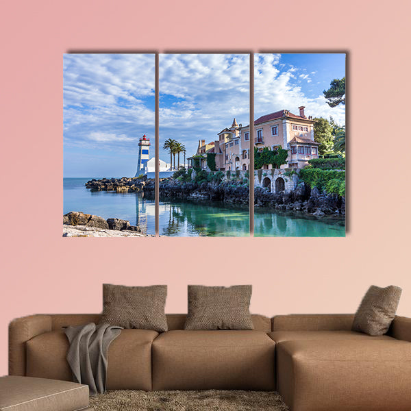 Santa Marta Lighthouse and Museum in Cascais, Portugal multi panel canvas wall art