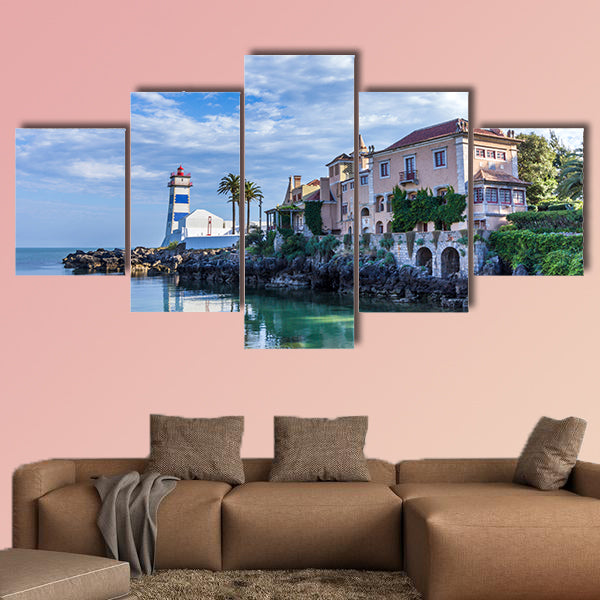 Santa Marta Lighthouse and Museum in Cascais, Portugal multi panel canvas wall art