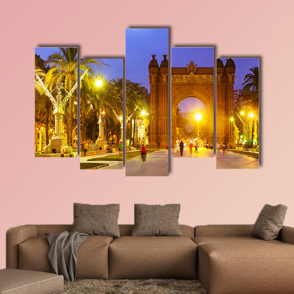 Arco de Triunfo in evening. Catalonia, Spain Multi panel canvas wall art
