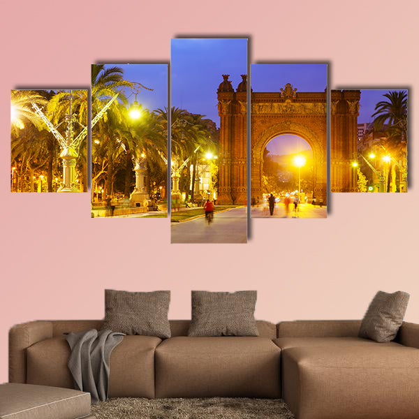 Arco de Triunfo in evening. Catalonia, Spain Multi panel canvas wall art