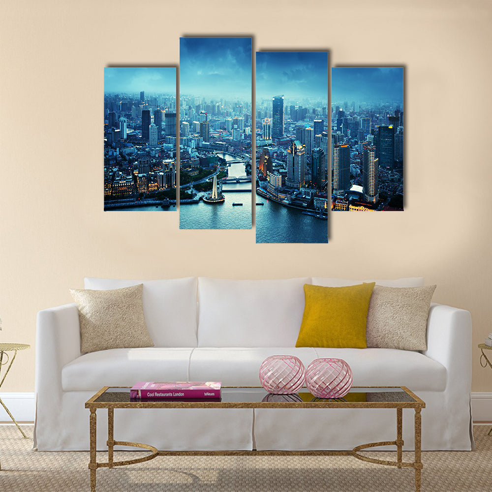 Skyline of Shanghai at sunset, China multi panel canvas wall art